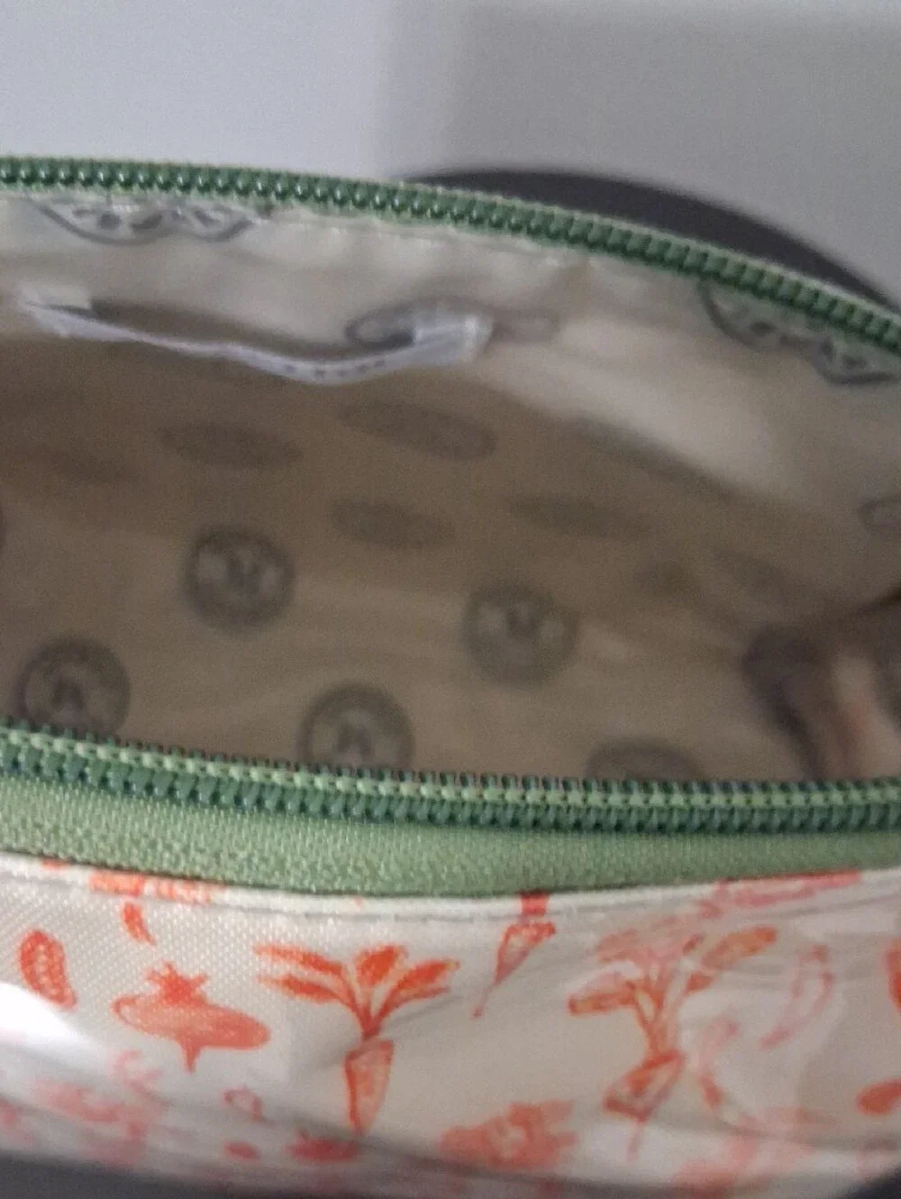 Martha Stewart Cream Cosmetic Pouch with Coral Floral Print